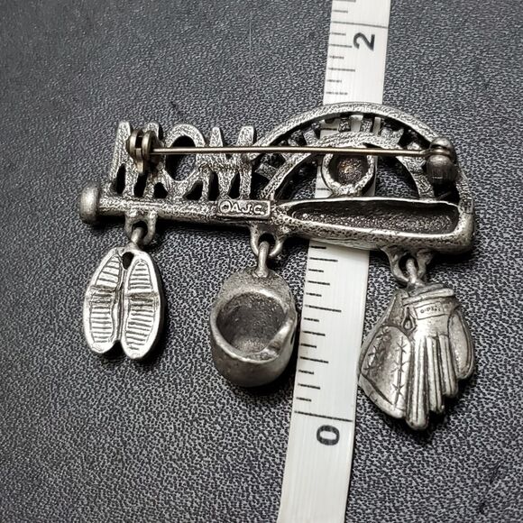 AJC silver tone mom baseball brooch - Picture 7 of 8